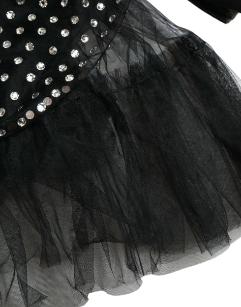 Dolce & Gabbana Black Crystal Embellished A-line Gown Dress