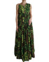 Dolce & Gabbana Green Banana Leaf Sleeveless Long Maxi Dress