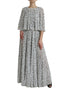 Dolce & Gabbana White Polka Dot A-line Pleated Maxi Dress