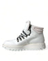 Dolce & Gabbana White Vulcano Trekking Ankle Boots Shoes