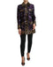 Dolce & Gabbana Purple Lamé Jacquard Tiger Print Coat Jacket