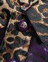 Dolce & Gabbana Purple Lamé Jacquard Tiger Print Coat Jacket