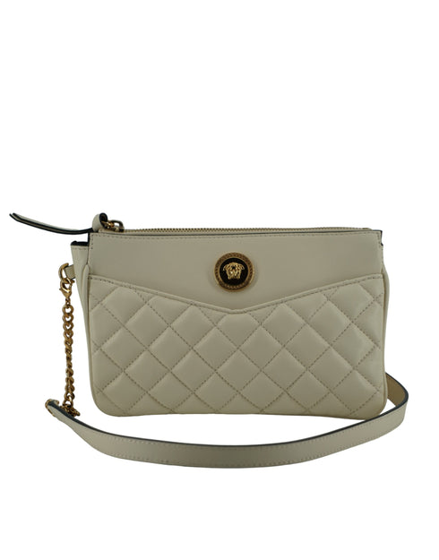Versace Elegant White Lamb Leather Crossbody Pouch – Women