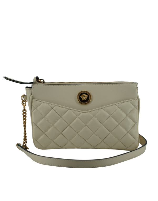 Versace Elegant White Lamb Leather Crossbody Pouch – Women