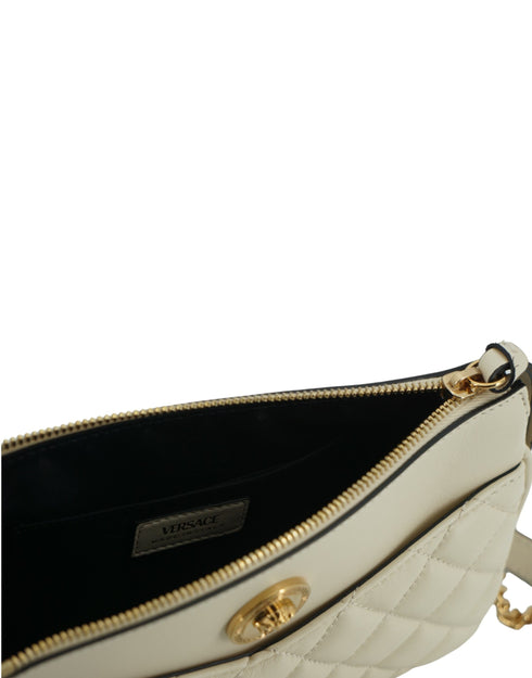Versace Elegant White Lamb Leather Crossbody Pouch – Women