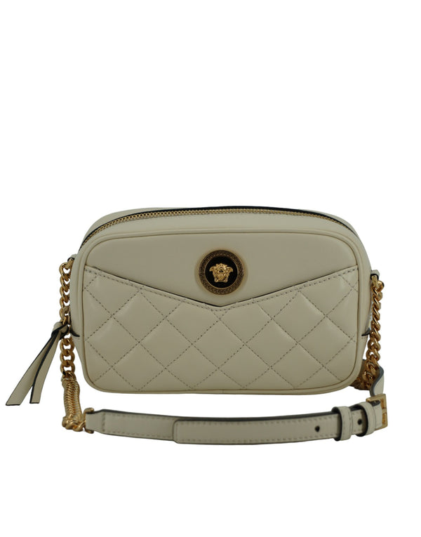 Versace White Lamb Leather Camera Bag for Women – Elegant Crossbody