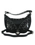 Versace Black Calf Leather Studded Hobo Shoulder Bag for Women