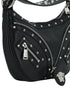 Versace Black Calf Leather Studded Hobo Shoulder Bag for Women