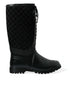Dolce & Gabbana Black Chioggia Rubber Suede Rain Boots Shoes