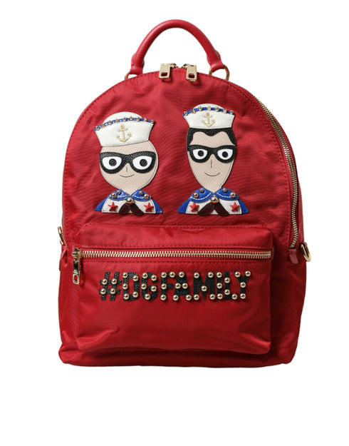 Dolce & Gabbana Red #DGFAMILY Vulcano Embellished Nylon Backpack for Women