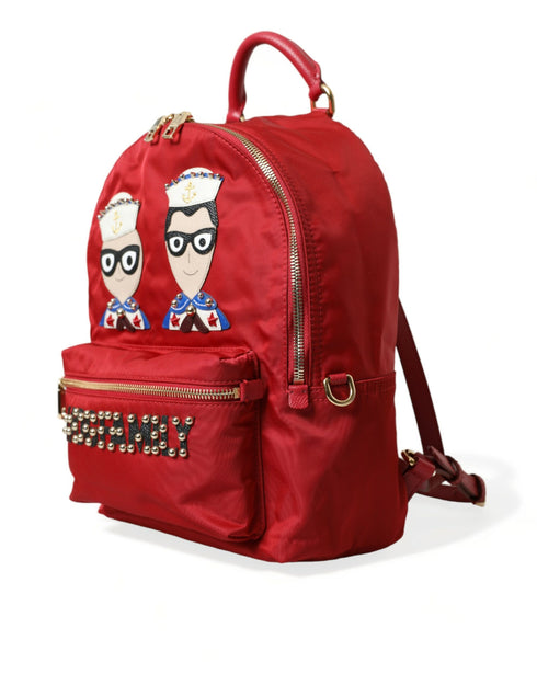 Dolce & Gabbana Red #DGFAMILY Vulcano Embellished Nylon Backpack for Women