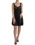 Dolce & Gabbana Black Silk Pleated Lace Chiffon Mini Dress