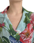 Dolce & Gabbana Blue Floral Wide Leg Wrap Jumpsuit Dress
