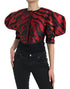Dolce & Gabbana Black Red Patterned Cropped Coat Jacket