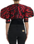 Dolce & Gabbana Black Red Patterned Cropped Coat Jacket
