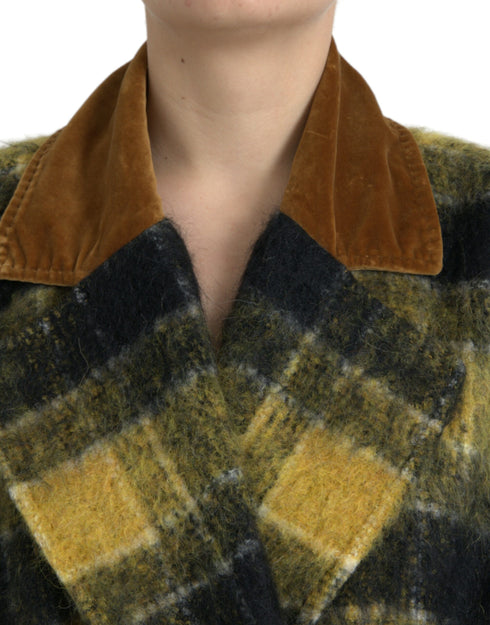 Dolce & Gabbana Yellow Checkered Long Sleeve Coat Jacket