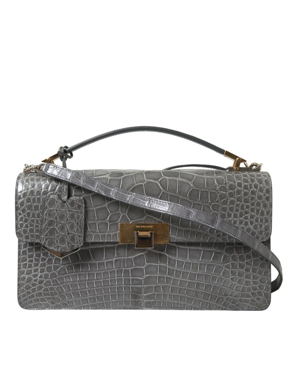 Balenciaga Medium Shoulder Bag – Gris Gray Exotic Leather – Silver Hardware – Women’s
