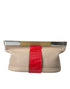 Balenciaga Two-Tone Exotic Leather Clutch in Beige and Red Alligator-Trimmed Calfskin – Women’s Evening Bag