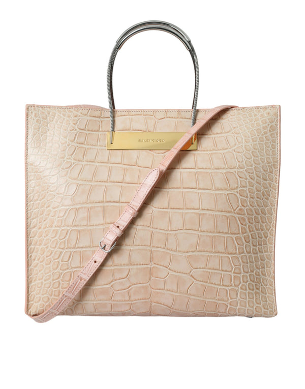 Balenciaga Chic Pink Alligator Leather Shopper Tote Bag – Women’s
