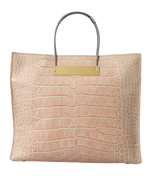 Balenciaga Chic Pink Alligator Leather Shopper Tote Bag – Women’s