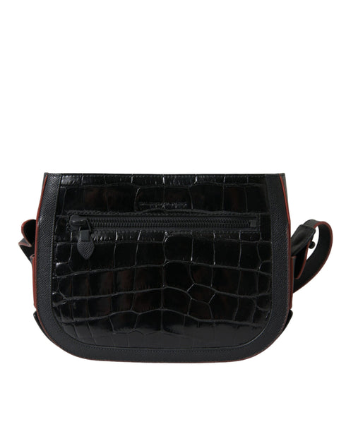 Balenciaga Elegant Black Crocodile Exotic Leather Camera Bag – Women