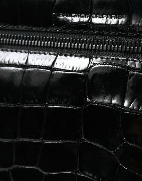 Balenciaga Elegant Black Crocodile Exotic Leather Camera Bag – Women