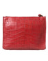 Balenciaga Exotic Red Alligator Leather Paper Postcard Clutch - Women’s