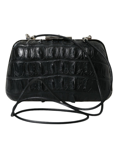 Balenciaga Elegant Black Crocodile & Lamb Leather Evening Clutch – Women