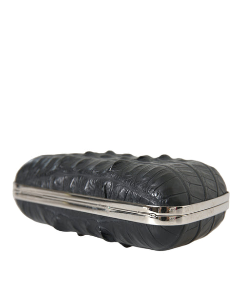 Balenciaga Elegant Black Crocodile & Lamb Leather Evening Clutch – Women