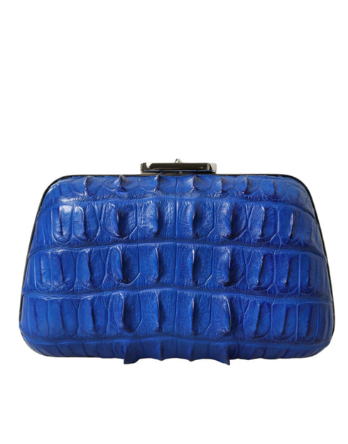 Balenciaga Electric Blue Crocodile & Lamb Leather Clutch – Women