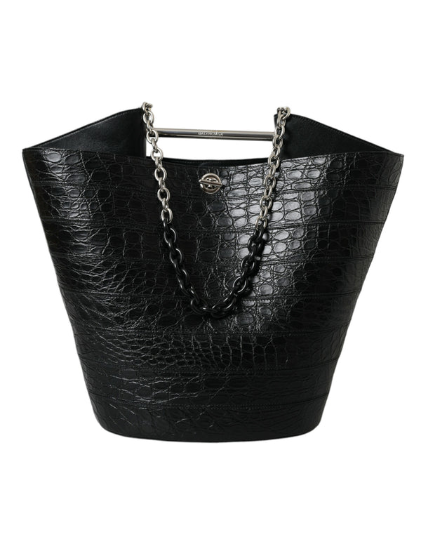 Balenciaga Maxi Bucket Bag Crocodile Leather Black Women’s – Made in Italy