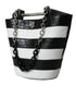 Balenciaga Chic Crocodile Leather Maxi Black & White Bucket Bag for Women