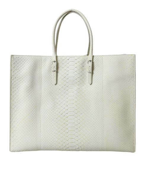 Balenciaga Papier A4 Python Leather Tote White Yellow Women’s
