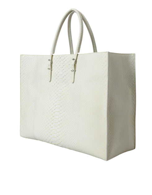 Balenciaga Papier A4 Python Leather Tote White Yellow Women’s