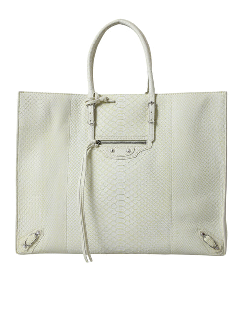 Balenciaga Papier A4 Python Leather Tote White Yellow Women’s