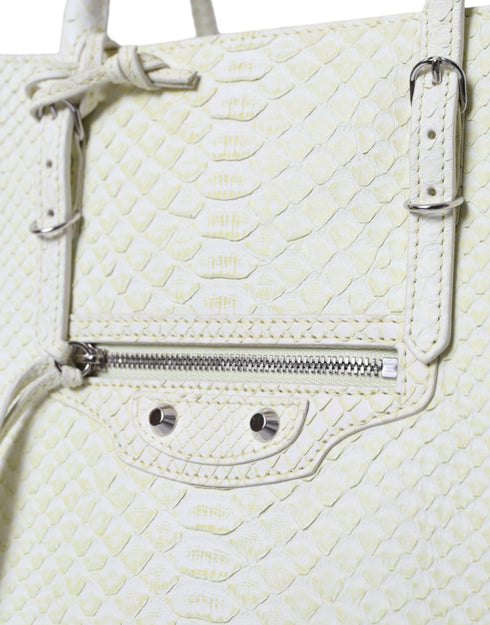 Balenciaga Papier A4 Python Leather Tote White Yellow Women’s
