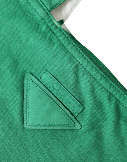 Prada Green Jersey Fabric Logo Shoulder Shopping Tote Bag for Women