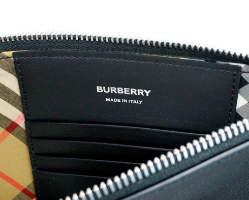 Burberry Peyton Monogram Black Grainy Leather Crossbody Pouch Bag for Women
