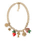 Dolce & Gabbana Gold Chain Rose Cross Strawberry Star Pendant Necklace