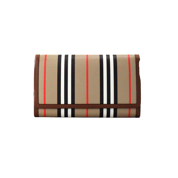 Burberry Hannah Icon Stripe E-Canvas and Leather Wallet Crossbody Bag in Archive Tan for Women