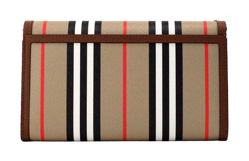 Burberry Hannah Icon Stripe E-Canvas and Leather Wallet Crossbody Bag in Archive Tan for Women