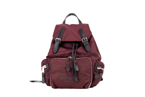 Burberry Medium Burgundy Econyl Nylon Drawstring Rucksack Backpack