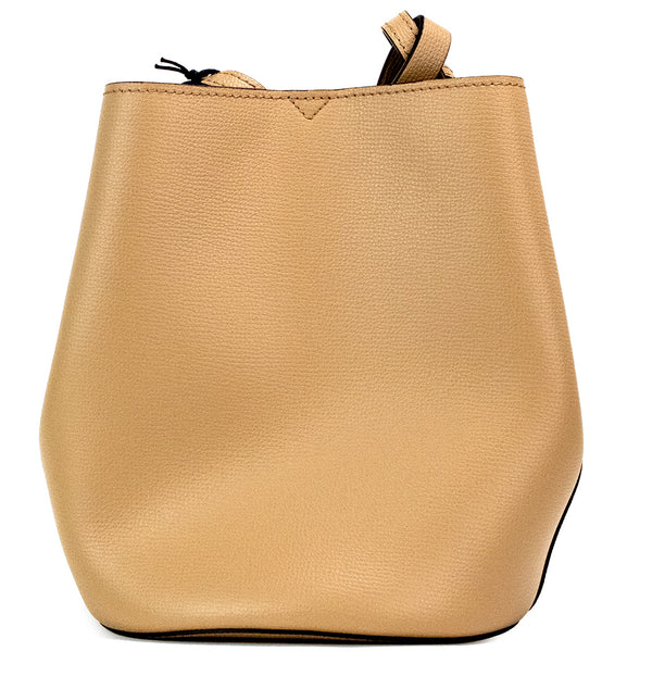 Burberry Lorne Small Camel Pebbled Leather Bucket Bag for Women