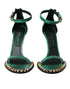 Dolce & Gabbana Green Snakeskin Leather Crystal Embellished Ankle Strap High Heel Sandals Women