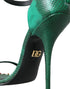 Dolce & Gabbana Green Snakeskin Leather Crystal Embellished Ankle Strap High Heel Sandals Women