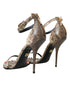 Dolce & Gabbana Crystal Sandals Brown Snakeskin Leather Ankle Strap Heels Women