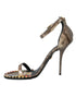 Dolce & Gabbana Crystal Sandals Brown Snakeskin Leather Ankle Strap Heels Women