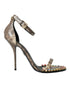 Dolce & Gabbana Crystal Sandals Brown Snakeskin Leather Ankle Strap Heels Women