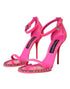 Dolce & Gabbana Sandals Heels Pink Leather Crystal Embellished for Women