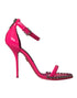 Dolce & Gabbana Sandals Heels Pink Leather Crystal Embellished for Women